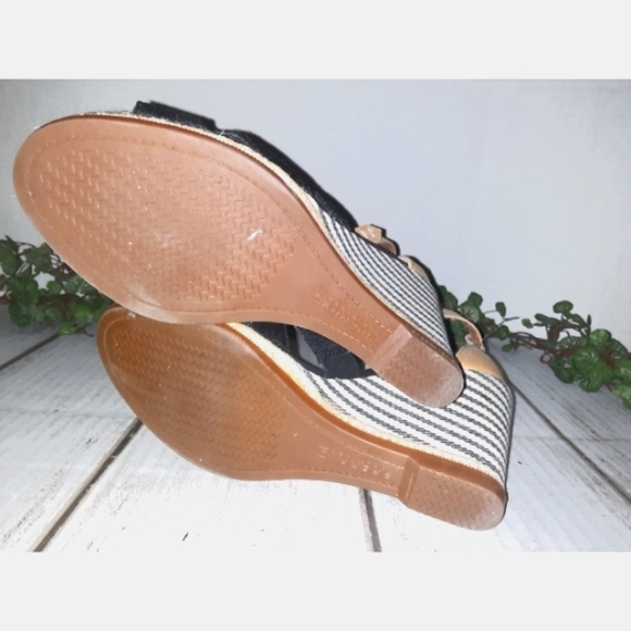 Sperry Top-Sider Striped Ankle Wedge - Black/White - Tan Leather - Picture 6 of 13